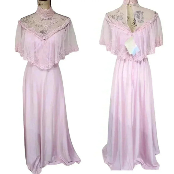 Dance Allure Vintage 70s Cottage Core lace long dress. NWT Blush Rose. … - Picture 5 of 14